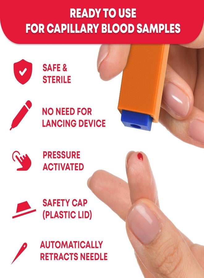 Ever Ready First Aid Safety Pressure Activated Lancets, Sterile Push Lancets – 2.2mm 21 Gauge for Blood Sugar Testing - 100 Count - Image 2